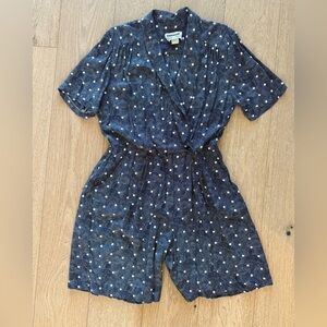 Lois Snyder Dani Max Vintage Navy Polka Dot Jumpsuit Americana USA Nautical
